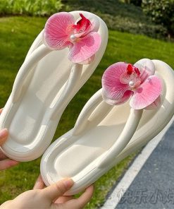 Dép nhựa đính hoa lan 3D